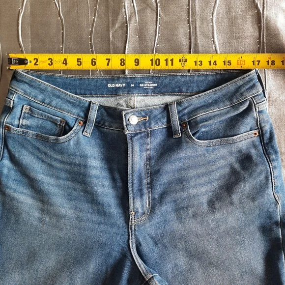 Old Navy O.G. Straight High Rise Jeans Womens Size 14 Cozy Lined - Picture 5 of 12